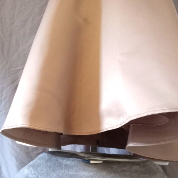 Mori Lee Mini Dress Toffee And Champagne Color With Shocking White Bow - Picture 9 of 9